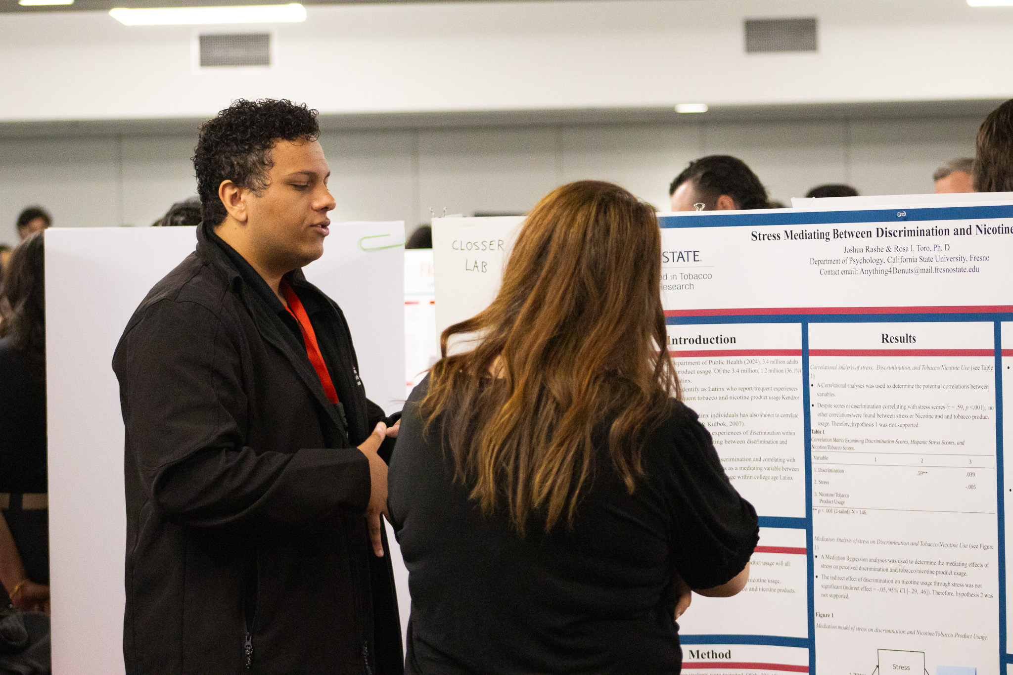 Student Josh presenting research.