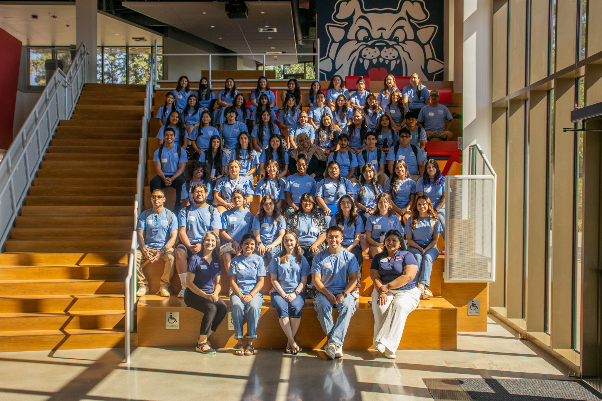 HPPP Summer Bridge 2024 cohort sitting on the RSU steps.