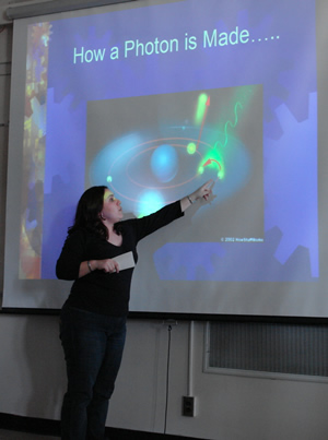 Anna Costa makes a student presentation in NSCI 116